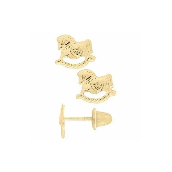 Children's 14Kt Yellow Gold Rocking Horse Earrings Swede's Jewelers East Windsor, CT