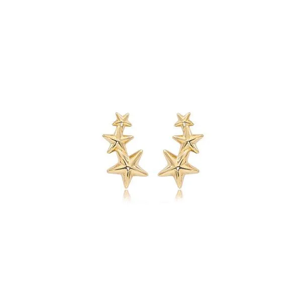 14Kt Yellow Gold Triple Star Climber Earrings Swede's Jewelers East Windsor, CT