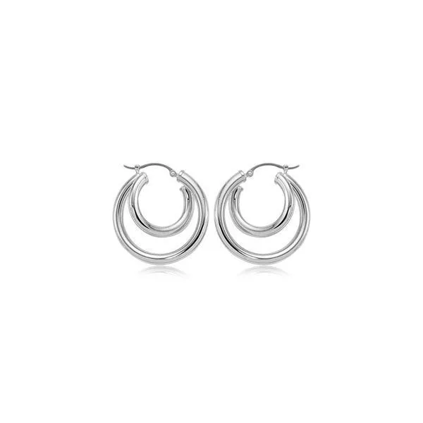 14Kt White Gold Tube Hoop Earrings Swede's Jewelers East Windsor, CT