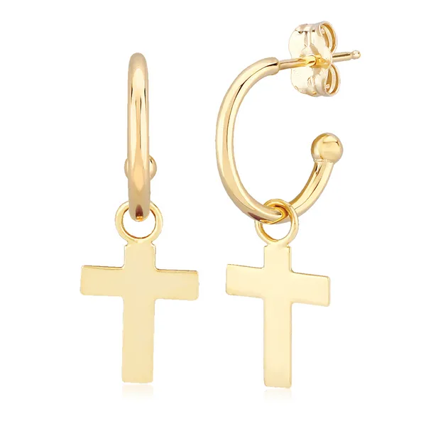 Carla 14Kt Yellow Gold Cross Drop Post-back Earrings Swede's Jewelers East Windsor, CT