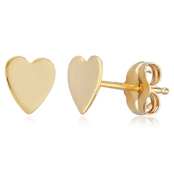 14K Yellow Gold Heart Flat Stud Earrings Swede's Jewelers East Windsor, CT
