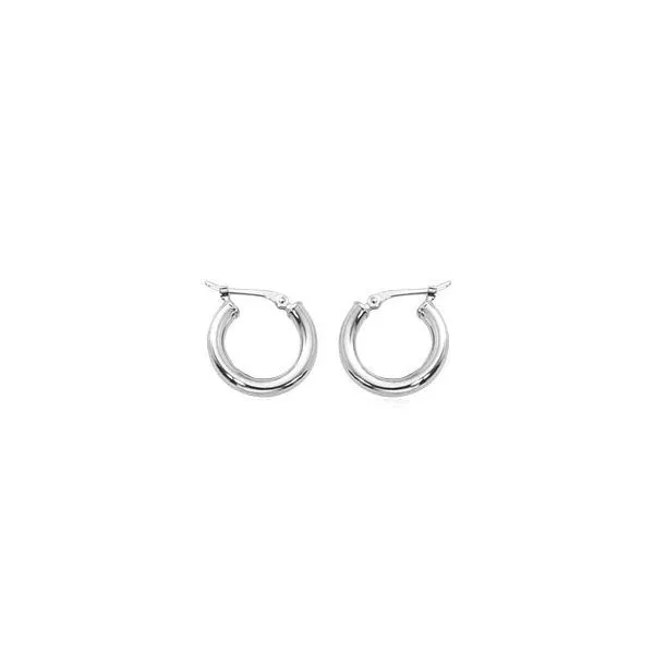 14Kt White Gold Small Thick Hoop Earrings Swede's Jewelers East Windsor, CT