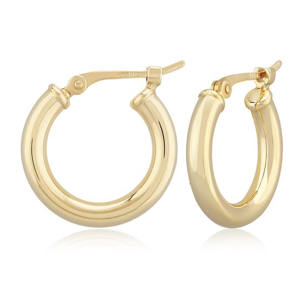 14K Yellow Gold Small Thick Hoop Earrings Swede's Jewelers East Windsor, CT