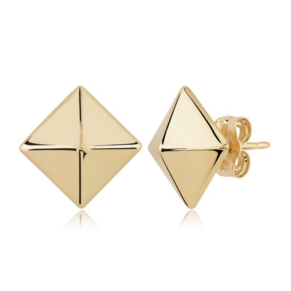 14K Yellow Gold Stud Pyramid Earrings Swede's Jewelers East Windsor, CT