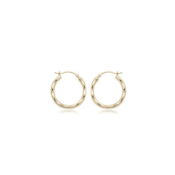 Carla 14Kt Yellow Gold Medium Embossed Hoop Earrings Swede's Jewelers East Windsor, CT