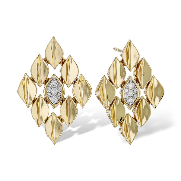 14Kt Yellow Gold Diamond Sculptural Post-back Earrings Swede's Jewelers East Windsor, CT