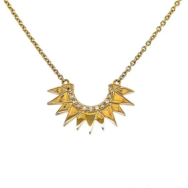 14Kt Yellow Gold & Diamond Sunburst Necklace Swede's Jewelers East Windsor, CT