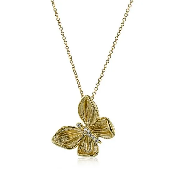 18Kyg Butterfly Necklace With .06Ctw Diamonds On 18
