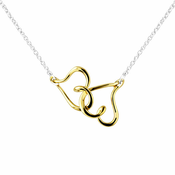 Tom Kruskal 14kt Yellow Gold Double Entwined Hearts on a 20