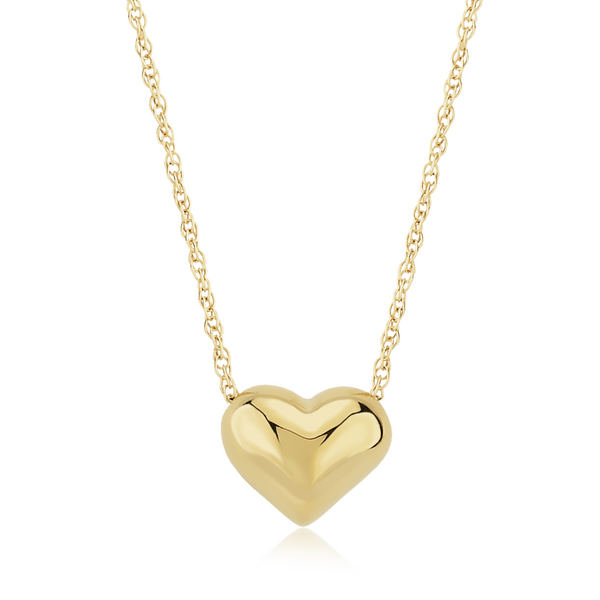 Carla 14Kt Yellow Gold Small Puffed Heart on 18