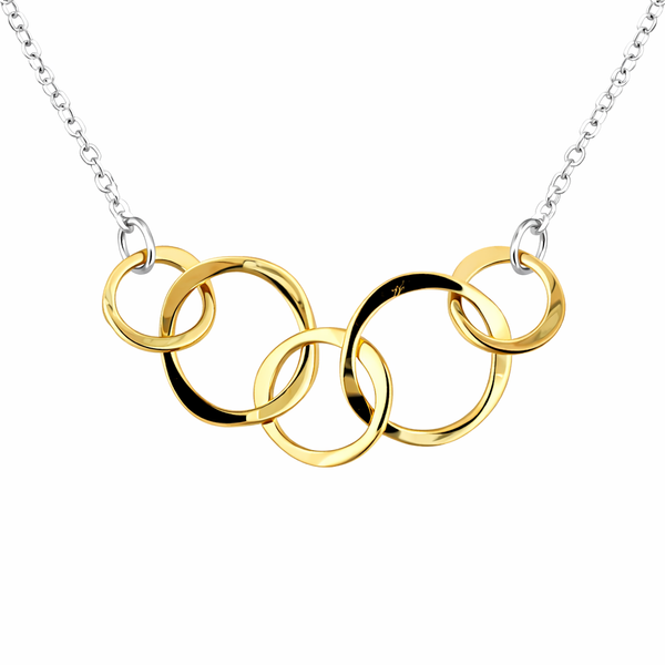 Tom Kruskal 14Kt Yellow Gold Circles Necklace with Sterling Silver Cable Chain Swede's Jewelers East Windsor, CT