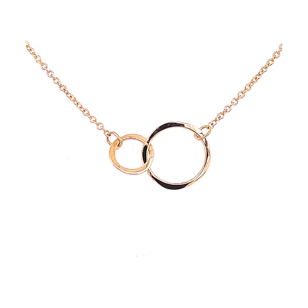 Kruskal Handcrafted 14kt Yellow Gold Double Circle Necklace, 18