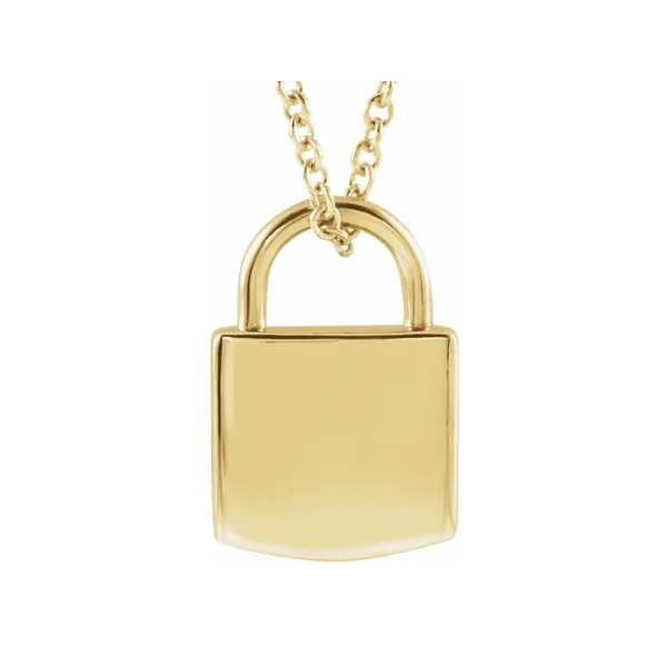 14Kt Yellow Gold Lock Pendant on Cable Chain Swede's Jewelers East Windsor, CT