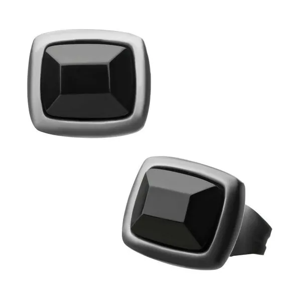 Inox Gray Stainless Steel Black CZ Stud Earrings similar item image
