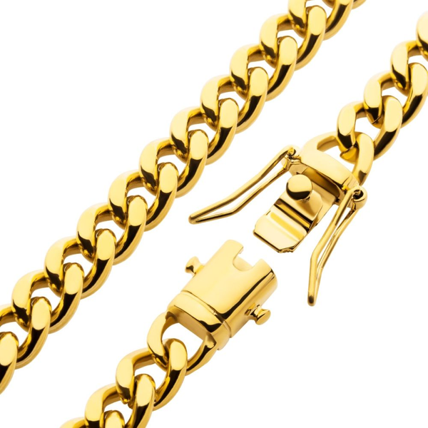 Inox 6mm 18Kt Gold IP Stainless Steel Miami Cuban Chain Bracelet 8
