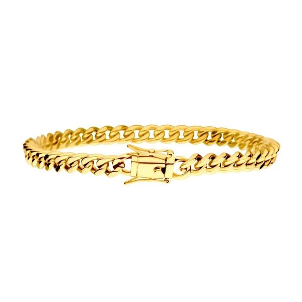 Inox 6mm 18Kt Gold IP Stainless Steel Miami Cuban Chain Bracelet 8