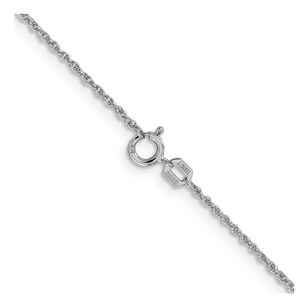 14Kt White Gold 1.1mm Light Rope Chain with Spring Ring Clasp 20