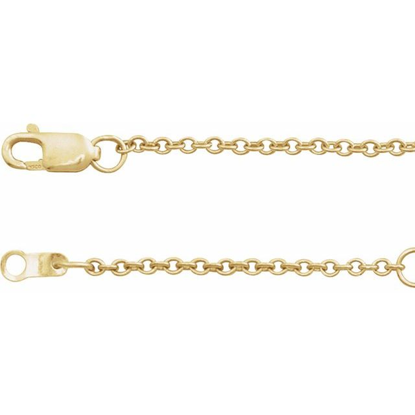 14Kt Yellow Gold 1mm Cable Link Chain 16-18