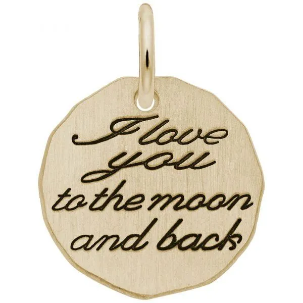 14K Yellow Gold Matte' I Love You to the moon & back' Charm Swede's Jewelers East Windsor, CT
