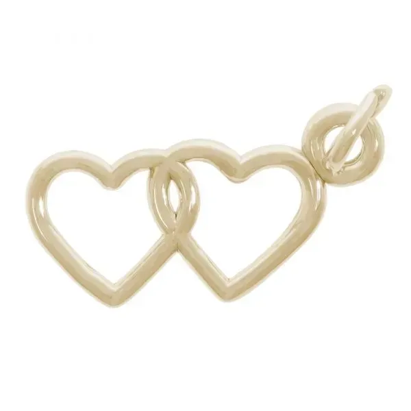 14Kt Yellow Gold Double Heart Charm Swede's Jewelers East Windsor, CT