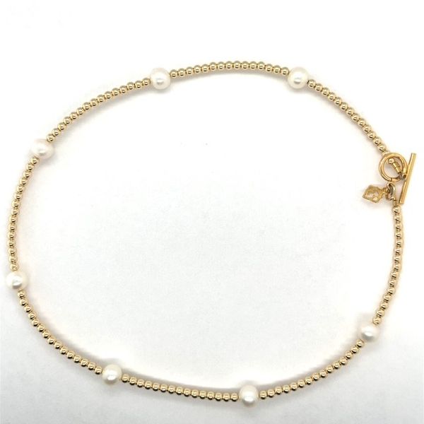 Elyse Ryan Gold Filled 3mm  Beaded Station Pearl Necklace 16