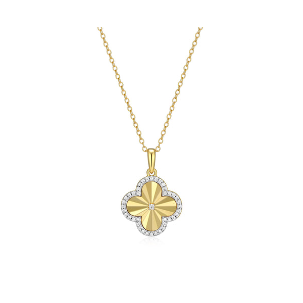 Sunburst Pendant Gold Plated Sterling Silver Lab Grown Diamond .21CTW Diamond Cut on 16–18