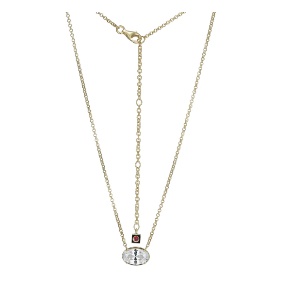 Yellow Gold Plated East-West Cz Necklace Swede's Jewelers East Windsor, CT