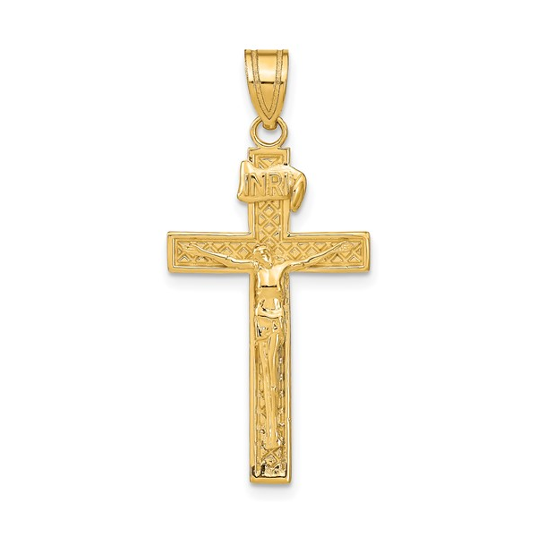 14Kt Yellow Gold INRI Crucifix 37x17mm Swede's Jewelers East Windsor, CT