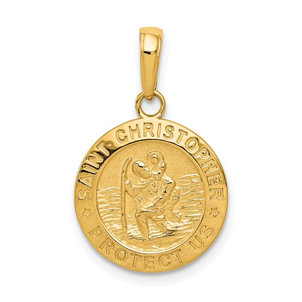 14Kt Yellow Gold Saint Christopher Medal 15mm Swede's Jewelers East Windsor, CT