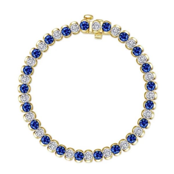 7.50 CTW Simulated Diamond and Lab Sapphire  half-bezel 7
