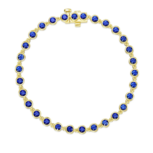 Lafonn Sterling Silver Gold Plated Bezel-Set Lab Grown Sapphire Bracelet Swede's Jewelers East Windsor, CT