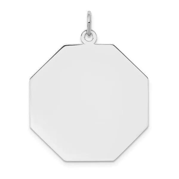 Quality Gold Sterling Silver Rhodium Plated Engraveable Octagon Polished Front/Satin Back Charm similar item image