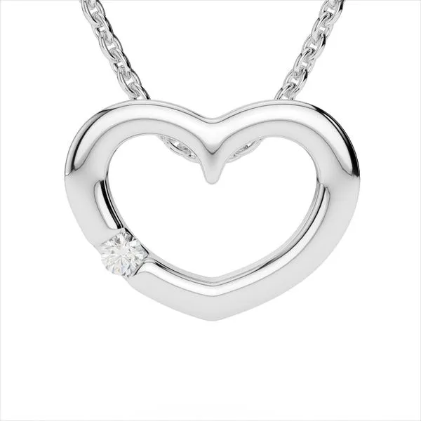 14Kt White Gold Heart Pendant on Chain Swede's Jewelers East Windsor, CT