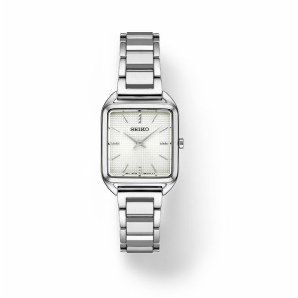 Seiko Women's White Tone Square Face Watch Swede's Jewelers East Windsor, CT