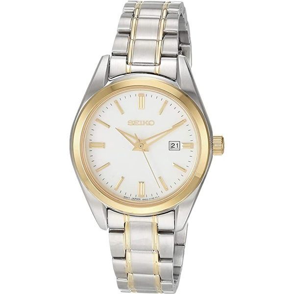 Seiko Ladies Two-Tone Watch With Day, Date Display, Whtie Face Swede's Jewelers East Windsor, CT