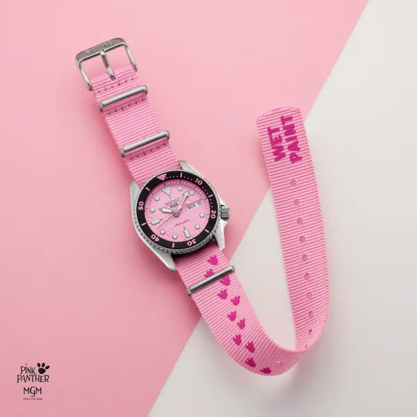 Seiko Limited Edition Pink Panther Watch Stainless Steel Image 3 Swede's Jewelers East Windsor, CT