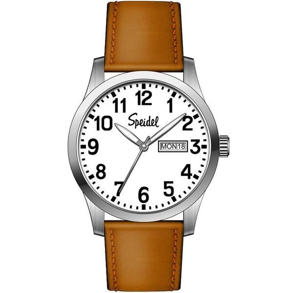 Speidel Watch White Face Brown Strap Swede's Jewelers East Windsor, CT