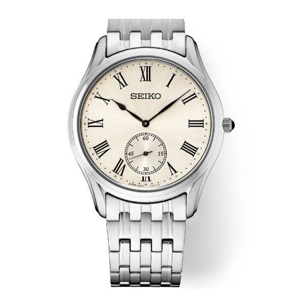 Seiko Men's White Tone Watch with Seconds Subdial Swede's Jewelers East Windsor, CT