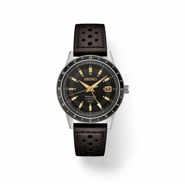 Seiko Men's Watch Presage Syle 60s SS Automatic GMT Gray Dial Swede's Jewelers East Windsor, CT