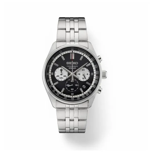 Seiko men's stainless steel chronograph watch discount