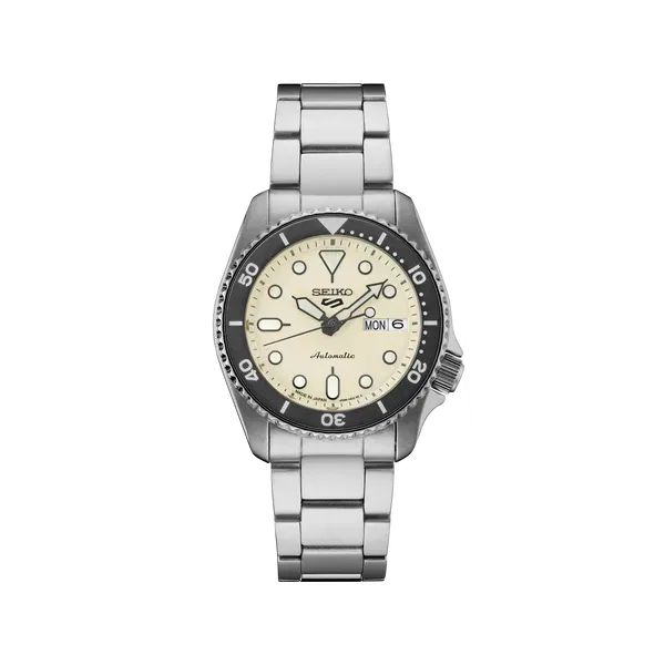 Seiko 5 Sports SS Automatic Ivory Dial Swede's Jewelers East Windsor, CT