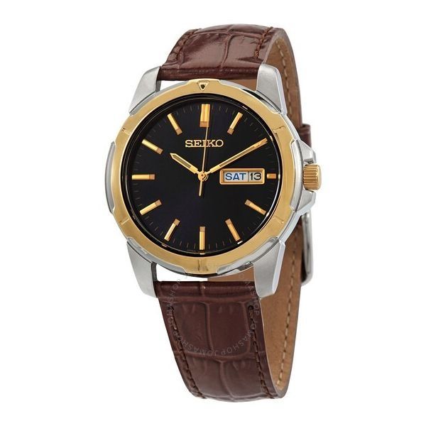 Seiko Men's Casual Dress Watch with Brown Leather Band Swede's Jewelers East Windsor, CT