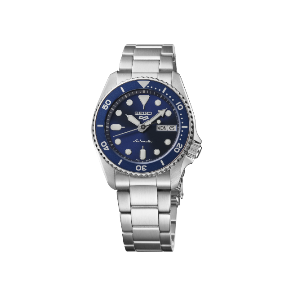Seiko Men's 5 Sport Blue Dial Stainless Steel Watch Swede's Jewelers East Windsor, CT
