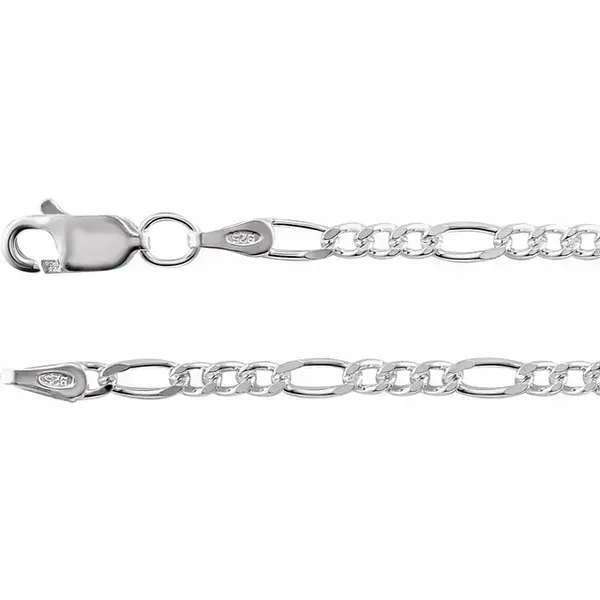 Sterling Silver 2.5mm Figaro Chain 18