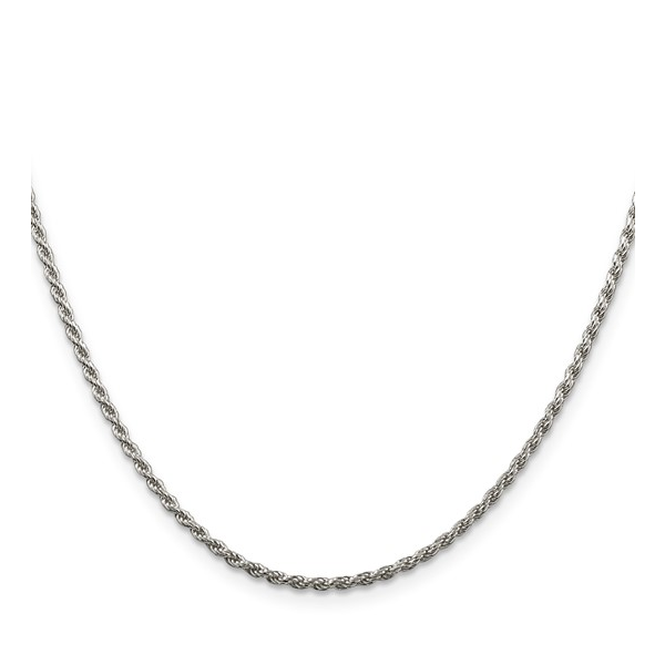 Sterling Silver Rhod-plate 1.85mm Rope Chain with Lobster Clasp 18