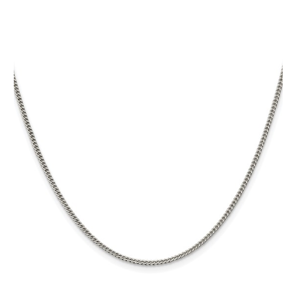 Sterling Silver Rhod-plate 1.75mm Curb Chain 22