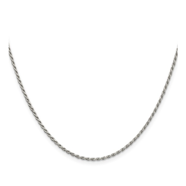 Sterling Silver Rhod-plate 1.7mm Rope Chain 22