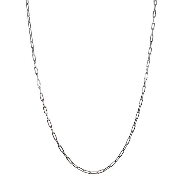 Mini Paperclip Chain in Rhodium-Plated Sterling Silver, 18