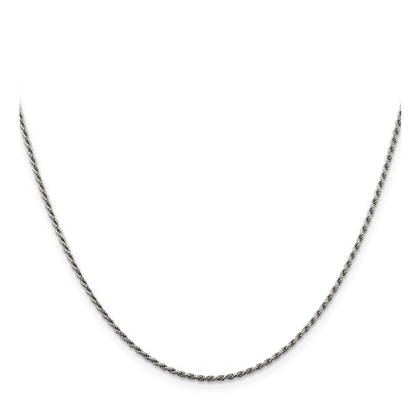 Sterling Silver Rhod-plated 1.5mm Diamond-cut Rope Chain 20