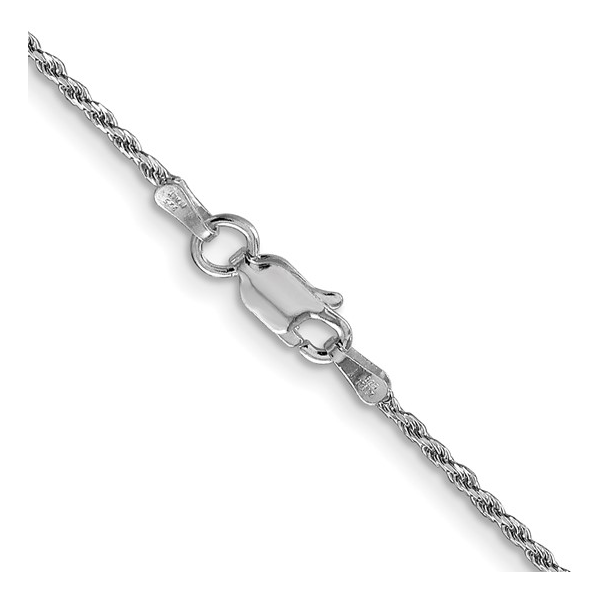 Sterling Silver Rhod-plated 1.5mm Diamond-cut Rope Chain 20
